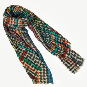 Etro Beige & Black Multicoloured Houndsooth Cashmere Scarf